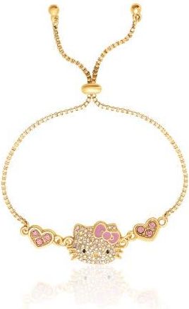 Hello Kitty Adjustable Bracelet with Pave Pink Bow & Crystals in Gold Tone at Nordstrom
