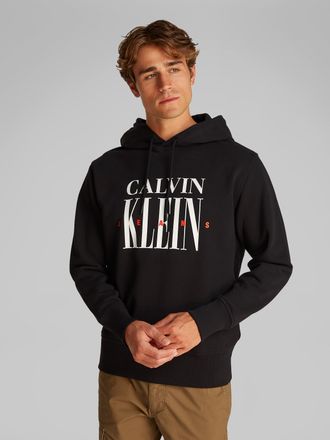 Calvin Klein Jeans Hoodie CALVIN KLEIN JEANS SERIF FONT GRAPHIC HOODIE, Herren, Gr. XL, schwarz, Sweatware, Obermaterial: 100% Baumwolle, unifarben, normal h&uuml;ftlang, Rip