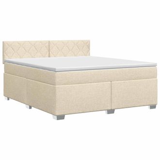 vidaXL Cama Box Spring Con Colch&oacute;n Crema 160 X 200 Cm Tela Vidaxl