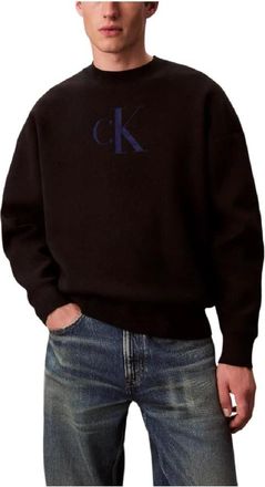 Calvin Klein Hoodies & sweatvesten, Heren, Zwart, L, Kasjmier, Klassieke kasjmier trui met ronde hals