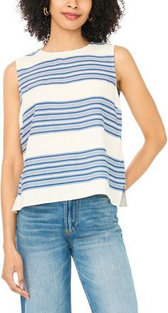 Vince Camuto Stripe Sleeveless Top in Denim at Nordstrom, Size X-Large