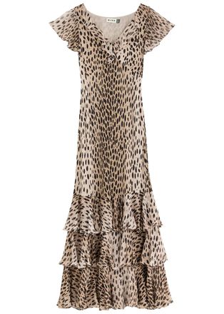 Rixo Rixo Womens Amelle Printed Silk-chiffon Animal Print Maxi Dress UK6/XS - Black - 6 (UK6 / XS)