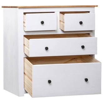 Berkfield Home Sideboard White 80x40x83 cm Pinewood Panama Range | Size: 80 x 40 x 83 cm