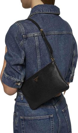 Prada Womens Black Leather Shoulder Bag Calf
