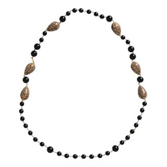 Dolce & Gabbana Necklaces, female, Black, Size: ONE SIZE Minimalist Black Beaded Long Necklace