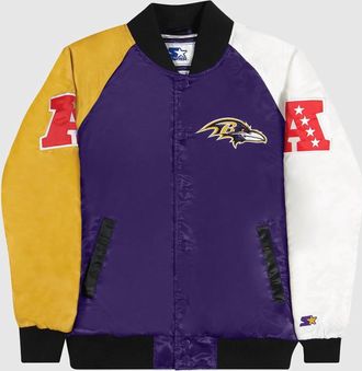 Starter Mens Baltimore Ravens Varsity Satin Full-Snap Jacket In Purple