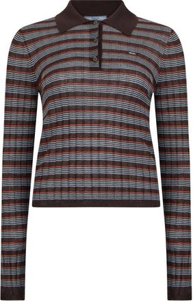 Prada Gestreepte Polo - Dames - Cashmere truien - Veelkleurig - S - Wol - Truien & Vesten