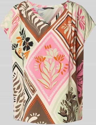 Comma Regular Fit Blusenshirt mit V-Ausschnitt in Pink, Größe 34