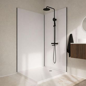 Aurlane Set di 2 pannelli murali in alluminio bianco 120x210 cm e profili neri - WALLIT