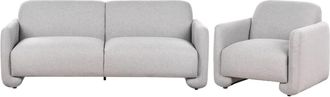 Beliani Conjunto de sof&aacute;s 4 personas de tejido gris