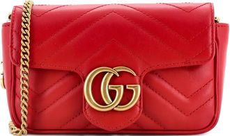 Gucci GG Marmont Flap Bag Matelasse Leather Super Mini crossbody bag - Rood