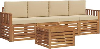 vidaXL Conjunto De Sof&aacute;s De Exterior 5 Uds. Naturaleza Y Beige Vidaxl