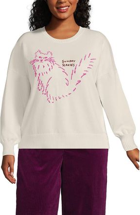 Lands End Drifter Jersey Crewneck Sweater in Sunday Scaries/ivory at Nordstrom, Size 2 X