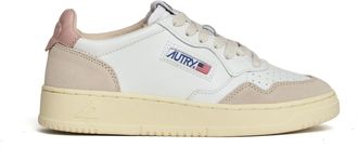 Autry White Powder Pink Medalist Low Suede Sneakers