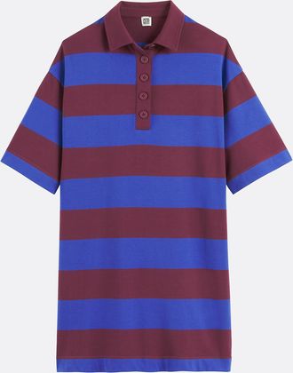 La Redoute Collections Jurk met polokraag, gestreept, kort, korte mouwen