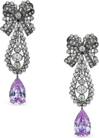 Anabela Chan Orecchini Dentelle Bow in rodio vermeil con ametista e diamanti - Viola
