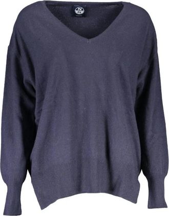 North Sails Wollen trui met V-hals - Dames - V-hals truien - Blauw - S - Wol - Truien & Vesten