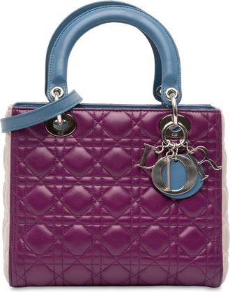 Dior Pre-owned Dior Medium Tricolor Lambskin Cannage Lady Ladies C2A8U6YBDLFJPKEV