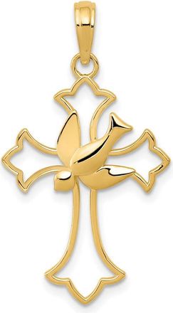 Diamond2Deal 14k Gold Dove Cross Pendant