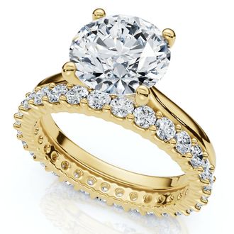 Pompeii3 Certified 2.77Ct Solitaire Diamond Ring & Eternity Band 14k Gold or Pt Lab Grown