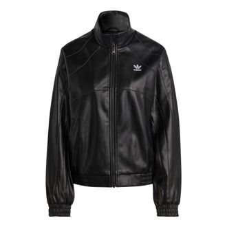 adidas (WMNS) adidas adicolor Trefoil Faux Leather Jacket Asia Sizing Black II6103