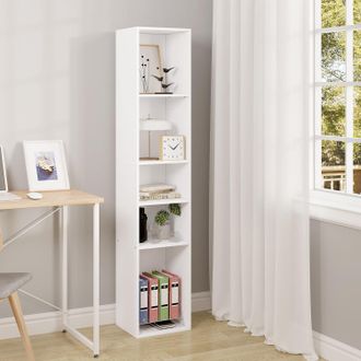 Woltu Woltu - Libreria A 5 Scomparti Aperti. Libreria Verticale A Colonna. Scaffale Angolare Autoportante. Per Soggiorno. Ufficio E Studio. In Truciolare. B