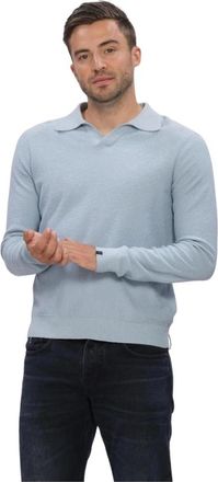 Butcher of Blue Heren Polos T-shirts Boucle Knit Polo Ls - Heren - Polos - Blauw - S - Tops