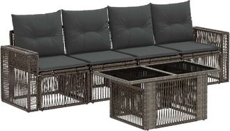 vidaXL Conjunto De Sof&aacute;s De Jard&iacute;n 5 Uds. Gris Y Gris Oscuro Vidaxl