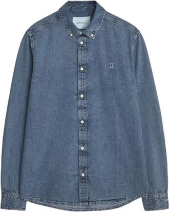 Les Deux Blauw Denim Overhemd Klassieke Stijl - Heren - Spijkeroverhemden - Blauw - S - Denim - Overhemden