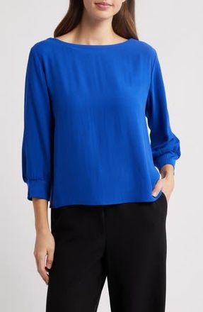 Eileen Fisher Bateau Neck Silk Top in Lapis at Nordstrom Rack, Size Xx-Small