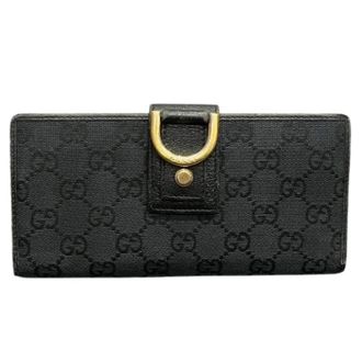 Gucci Pre-owned Wallets, female, Black, Size: ONE SIZE Pre-owned Abbey GG Canvas Long Wallet