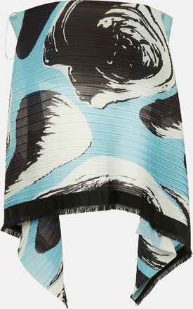 Solace London Blue/black Abstract Print Crepe Pleated Svana Corset Top