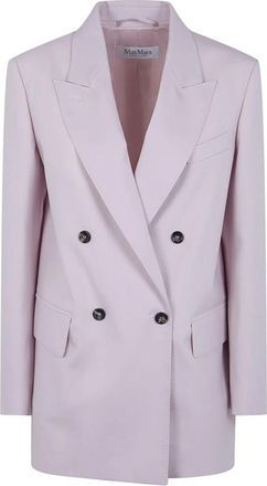 Max Mara Ombrosa Double-Breasted Blazer - Dames - Blazers - Roze - S - Wol - Jassen