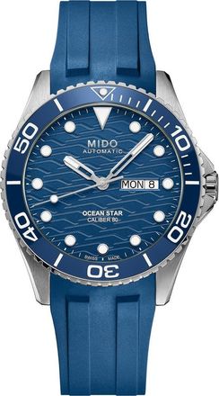 Mido Ocean Star 200C Automatic Rubber Strap Watch, 42.5mm in Blue at Nordstrom
