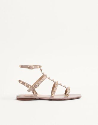 Valentino Garavani Sandalo Basso Rockstud In Vitello Con Cinturini Donna SKIN 34.5