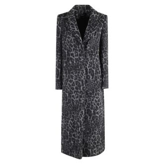 Federica Tosi Jassen, Dames, Zwart, S, Wol, Dierenpatroon Wollen Lange Jas