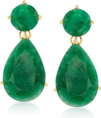 MAX + STONE 18K Gold Over Sterling Emerald Drop Earrings
