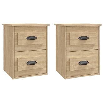 vidaXL Vidaxl - Mesita De Noche De Pared 2 Uds Color Roble Sonoma 41,5x36x53 Cm