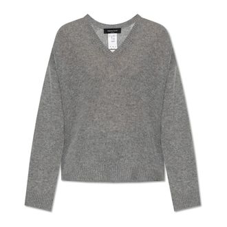 Fabiana Filippi V-neck Knitwear, female, Gray, Size: 2XS Cashmere sweater