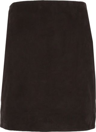 Rotate Brown Tight-Fit Suede Mini Skirt