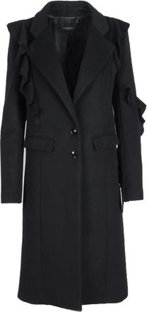 Patrizia Pepe Zwarte Alpaca Blend Reversjas - Dames - Mantel - Zwart - XS - Jassen