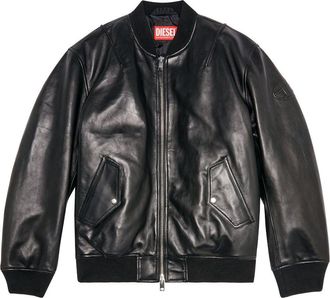 Diesel L-Pritts zip-up padded leather jacket - men - Lambskin - 46 - Black
