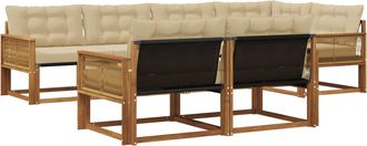 vidaXL Conjunto De Sof&aacute;s De Exterior 7 Uds. Natural Y Beige Vidaxl