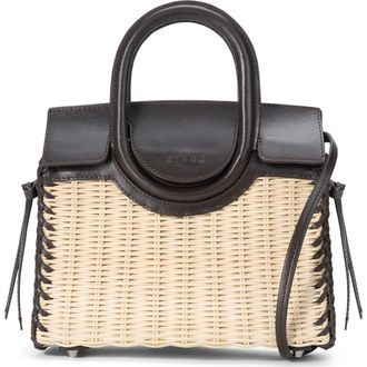 Staud Mini Maude Wicker Top Handle Bag in Natural/Espresso at Nordstrom
