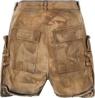 Rick Owens Mens Beige Cotton Bermuda Shorts