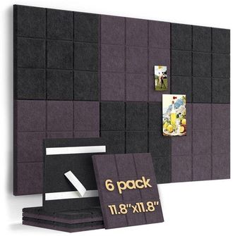 OEM Tablero De Fieltro Para Pared De 30 X 30 Cm, 6 Piezas, Adhesivo De Pared, Adhesivo De Fondo Para Pared, Tabl&oacute;n De Anuncios, Panel De Pared Diy