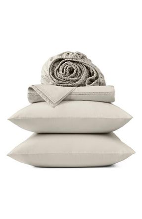 Coyuchi Lattice Organic Cotton Percale Sheet Set in Stone at Nordstrom, Size California King