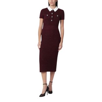 Self Portrait Vestido midi de punto con perlas - Dresses - Mujer - P&uacute;rpura - M