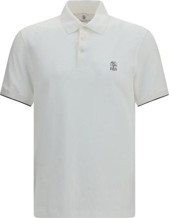 Brunello Cucinelli White Shirt Collar Polo