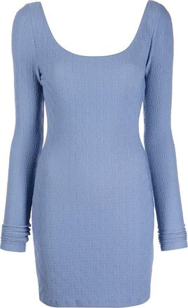 Alexander Wang embroidered-logo fitted dress - women - Viscose - L - Blue